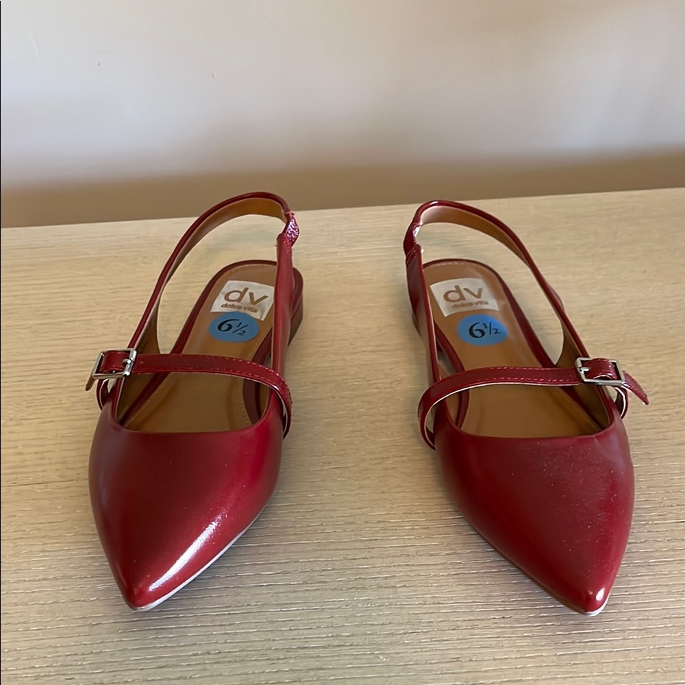 DV by Dolce Vita Red Pointed-Toe Slingback Flats